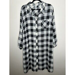 Catherines Monochrome Plaid Button-Down Blouse